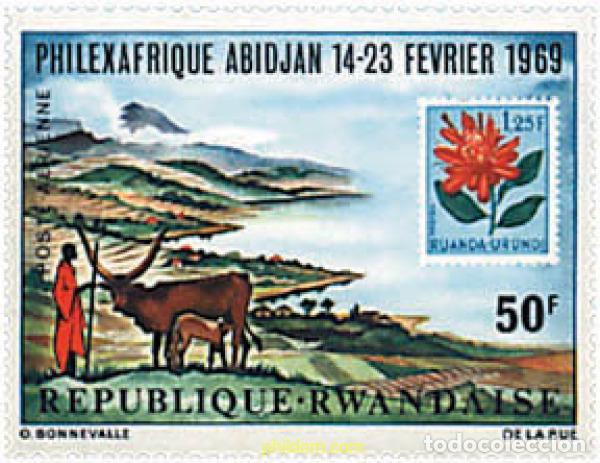 Sellos: 93882 MNH RUANDA 1969 PHILEXAFRIQUE. EXPOSICION FILATELICA INTERNACIONAL