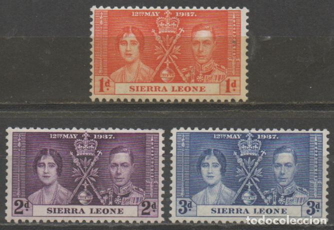 Sellos: SIERRA LEONA IVERT N&ordm; 155/7 (A&Ntilde;O 1937), CORONACION DEL REY JORGE VI Y LA REINA ISABEL, NUEVO ** SER