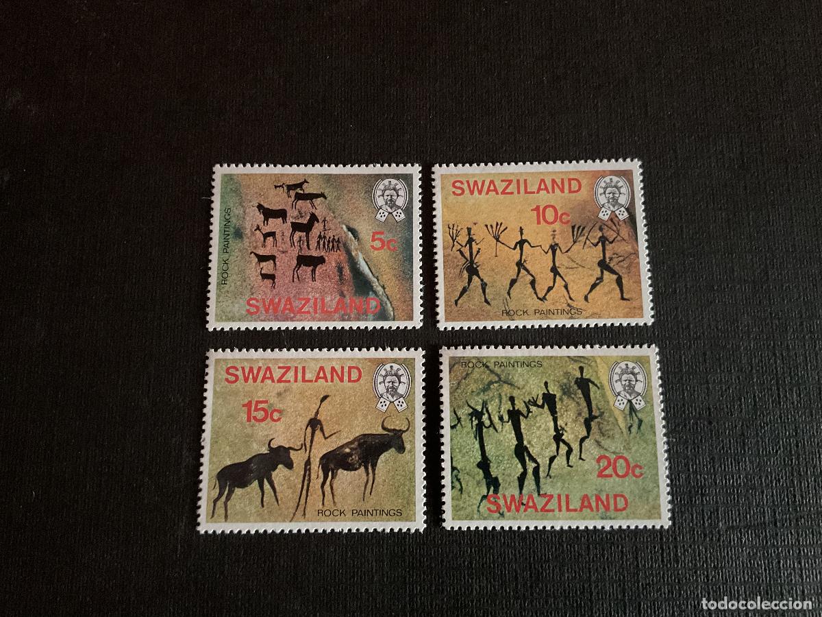 Sellos: SWAZILANDIA N&ordm; YVERT 274/7*** A&Ntilde;O 1977. PINTURAS RUPESTRES