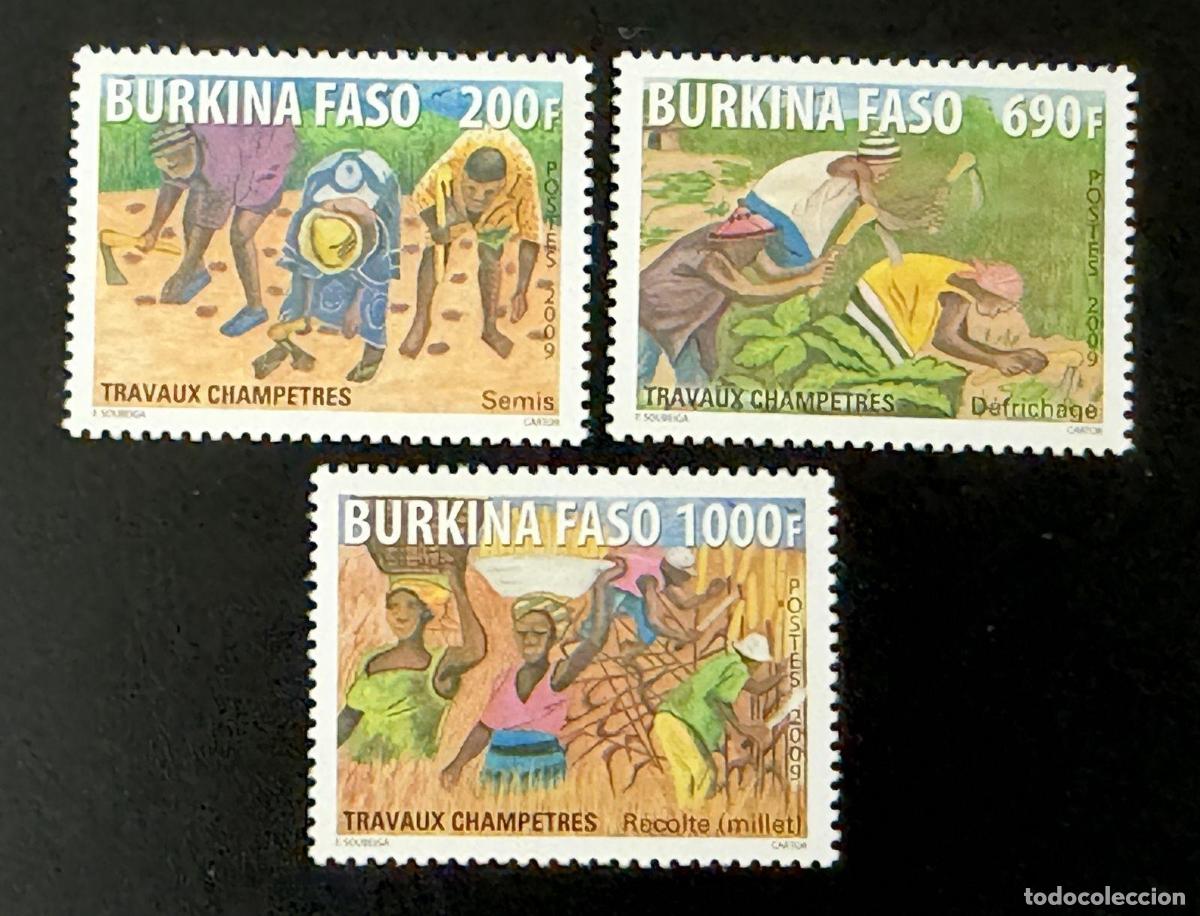 Sellos: Burkina Faso 2009 Mi. 1926-1928 labores campestres siembra cosecha mijo