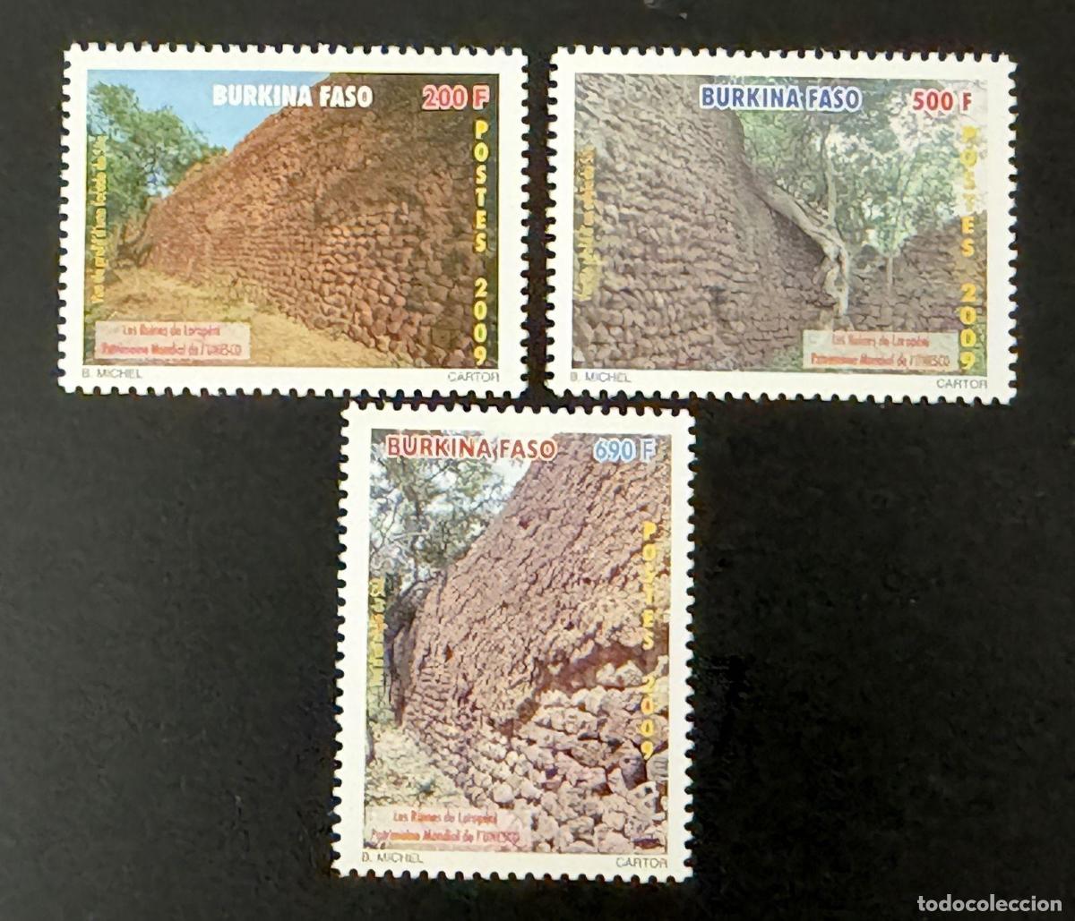 Sellos: Burkina Faso 2009 Mi. 1932-1934 Ruinas Lorop&eacute;ni UNESCO Patrimonio