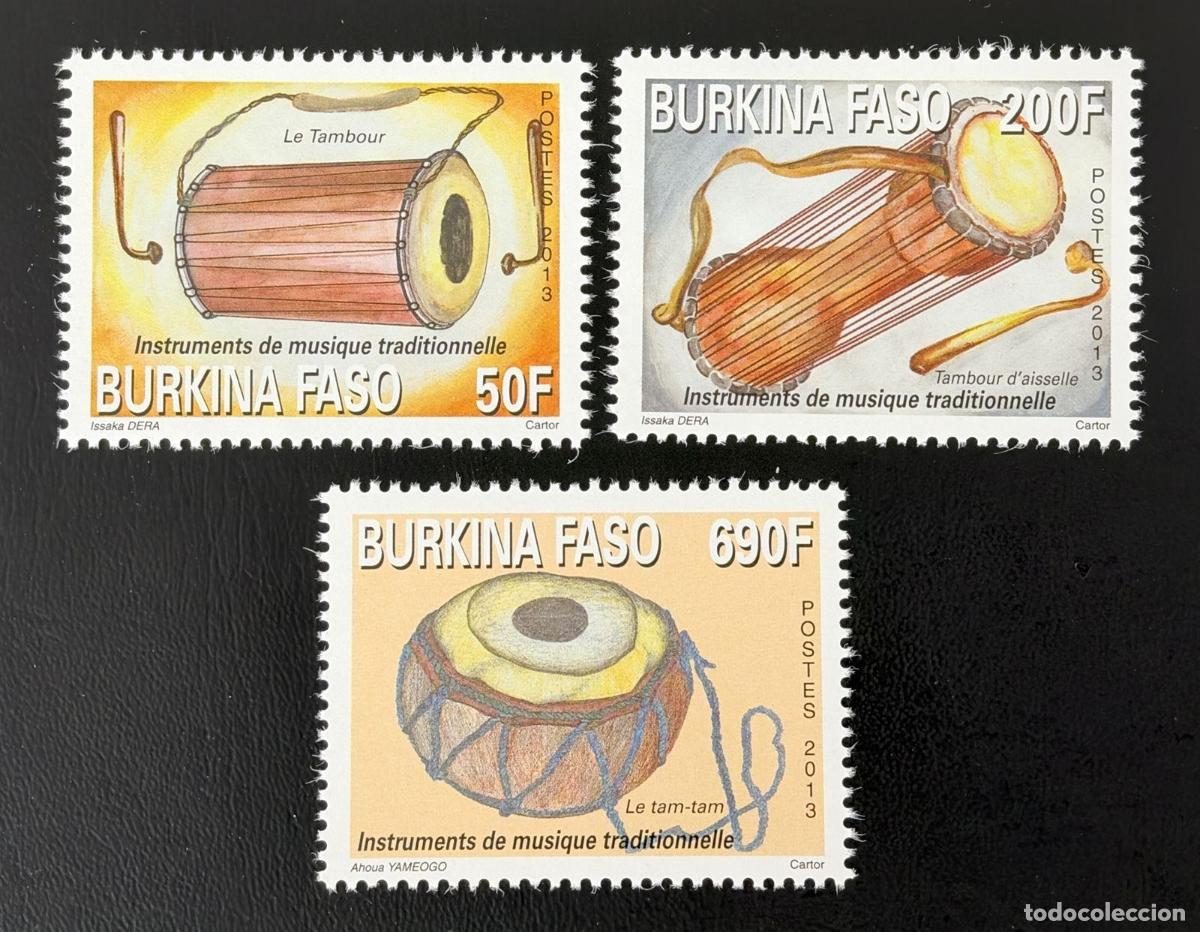 Sellos: Burkina Faso 2013 Mi. 1978-1980 instrumentos m&uacute;sica tradicional tambor
