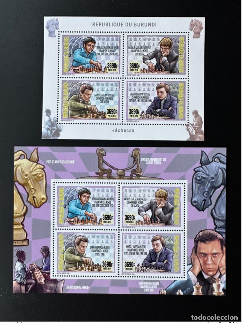 Timbres: Burundi 2014/2015 de mayo 3495 a 3498 marcos ajedrez Kasparov Carlsen Karpov