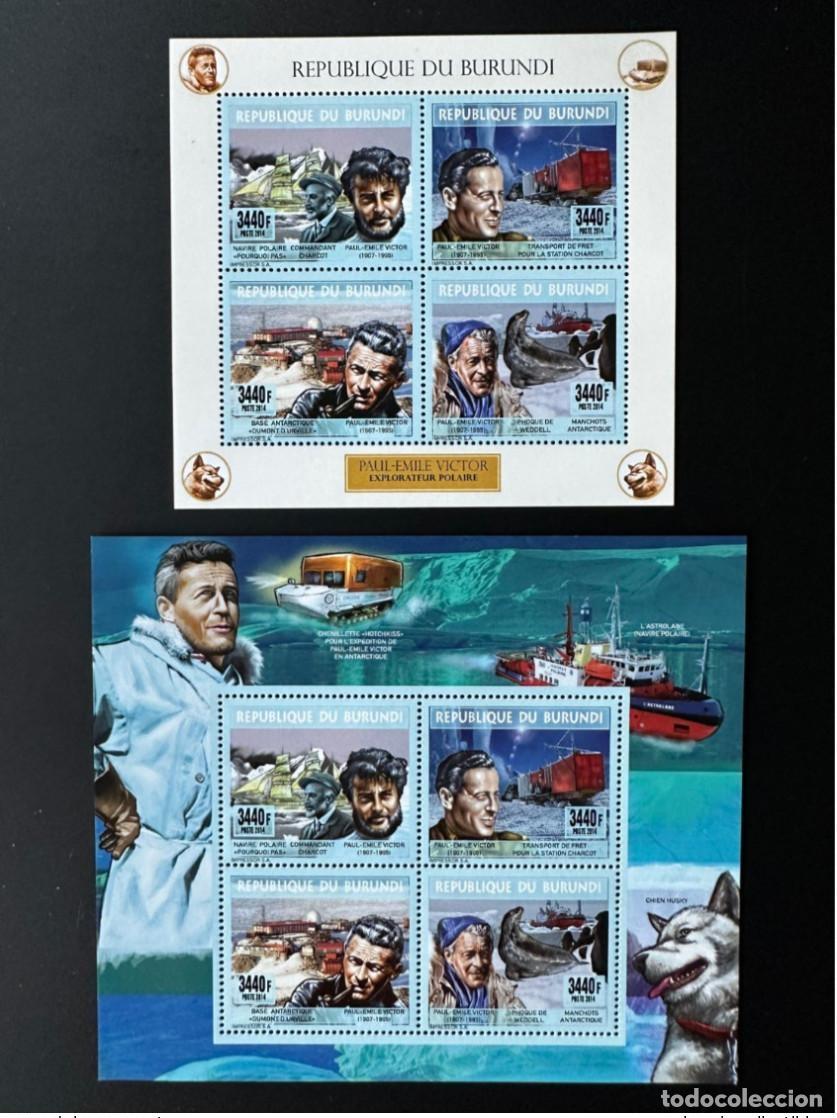 Timbres: Barco explorador Polar Paul-Emile Victor Mi. 3522 - 3525 Burundi 2014/2015