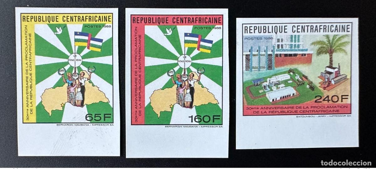 Timbres: &Aacute;frica Central 1988 Mi. A-C 1354 II Proclamaci&oacute;n del Emperador: Rep&uacute;blica Paloma P&aacute;jaro