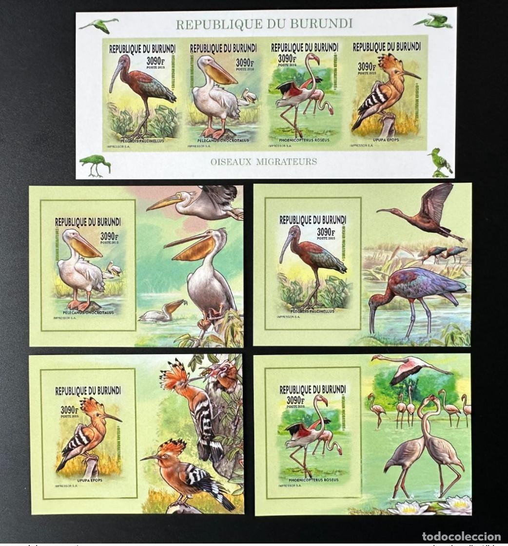 Timbres: Burundi 2015/2016 Mi. M-P 3577 + Bl. ND Aves migratorias: Echassiers