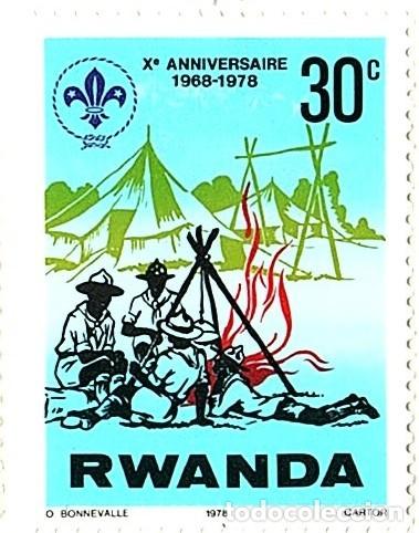 Sellos: Ruanda. 10&ordm; Anv. Boy Scouts. 1978. YT-813. Nuevos con goma