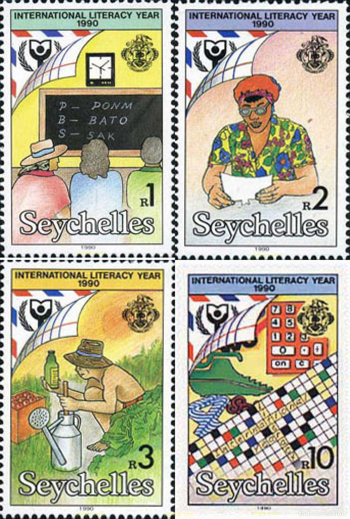 Sellos: 92460 MNH SEYCHELLES 1990 A&Ntilde;O INTERNACIONAL DE LA ALFABETIZACION
