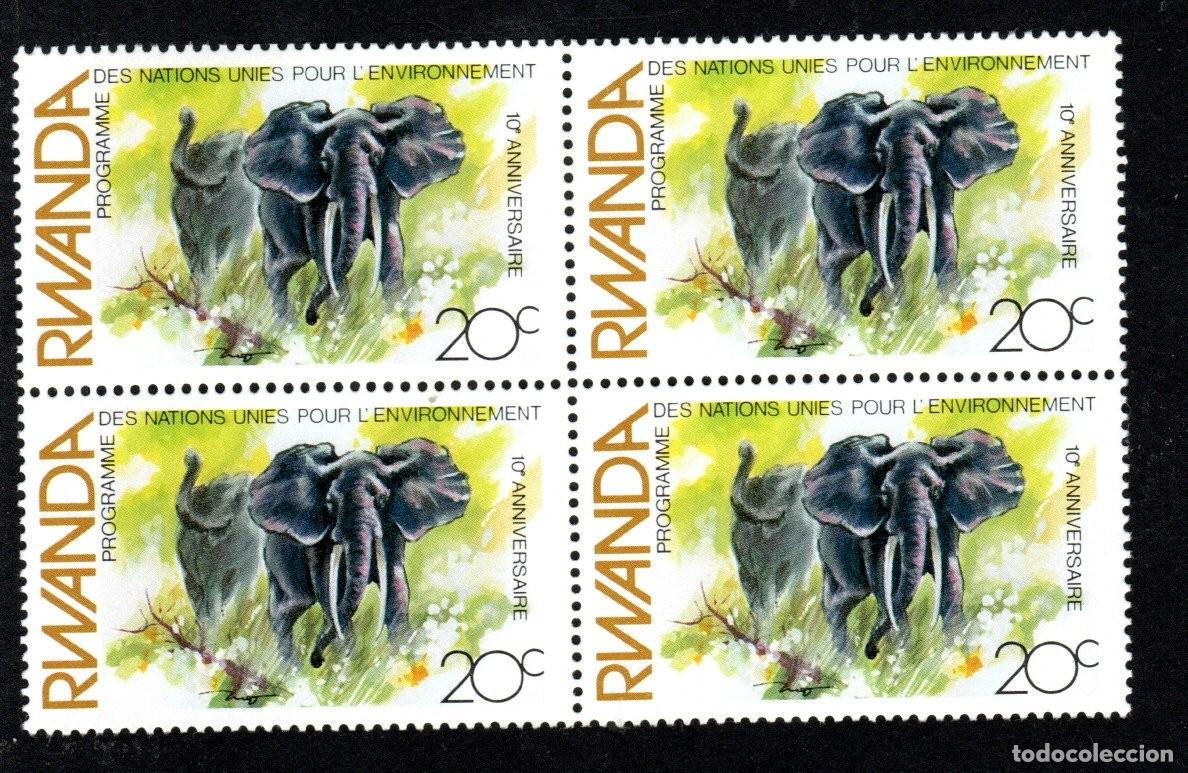 Sellos: Ruanda. Protecci&oacute;n Animales y plantas. 1982. YT-1071. Nuevos con goma
