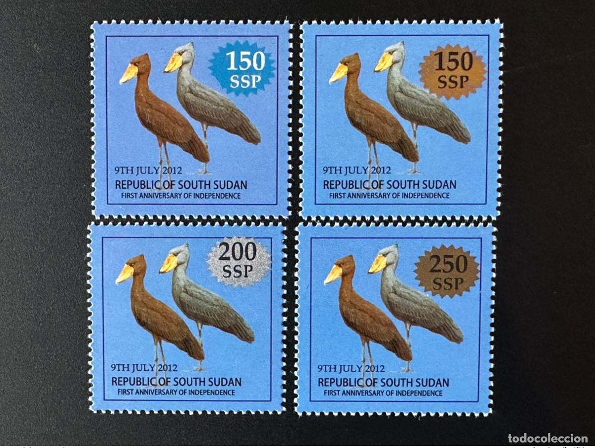 Sellos: Sud&aacute;n del Sur 2017 Mi. 17 I+II/19/20 Vogel Oiseau Bird Overcharg2 &Uuml;berdruck