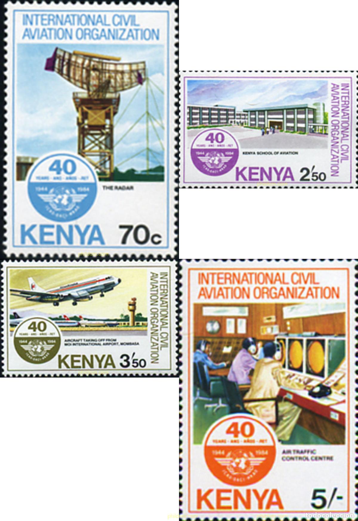 Sellos: 336844 MNH KENIA 1984 40 ANIVERSARIO DE LA ORGANIZACION CIVIL DE AVIACION