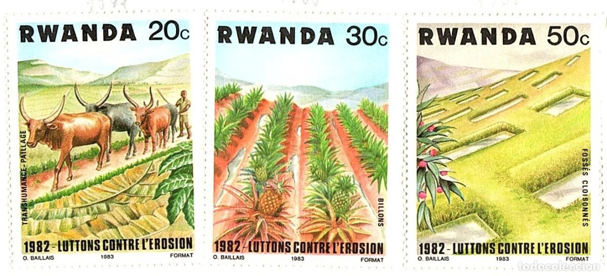 Briefmarken: Ruanda. Campa&ntilde;a contra la erosi&oacute;n del suelo. 1983. YT-1099/1101. Nuevos con goma