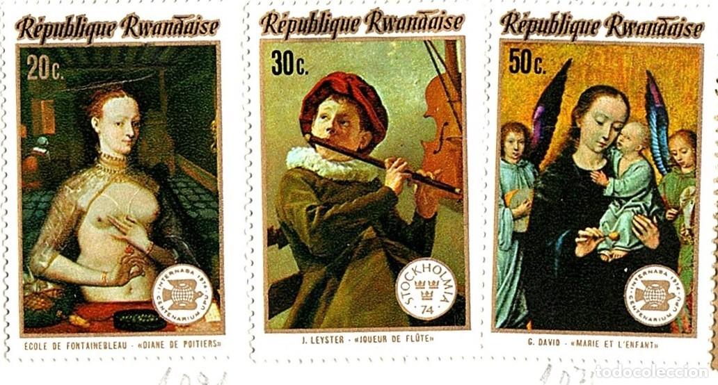 Briefmarken: Ruanda. Museo Nacional de Stockholm. 1974. YT-592/594. Nuevos con goma