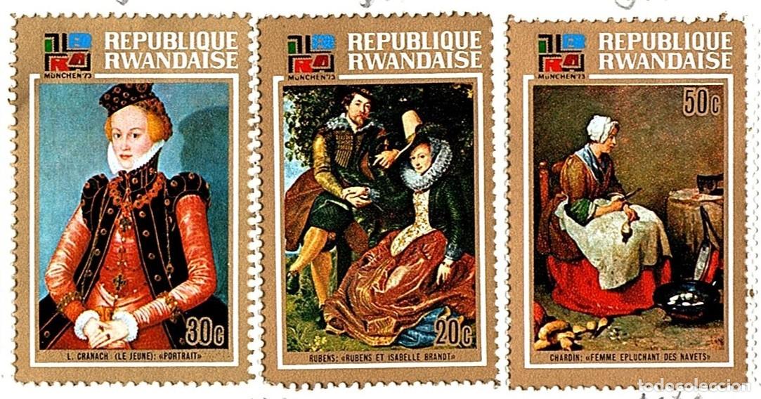 Briefmarken: Ruanda. Exposici&oacute;n Filat&eacute;lica en Munich. 1973. YT-527/529. Nuevos con goma