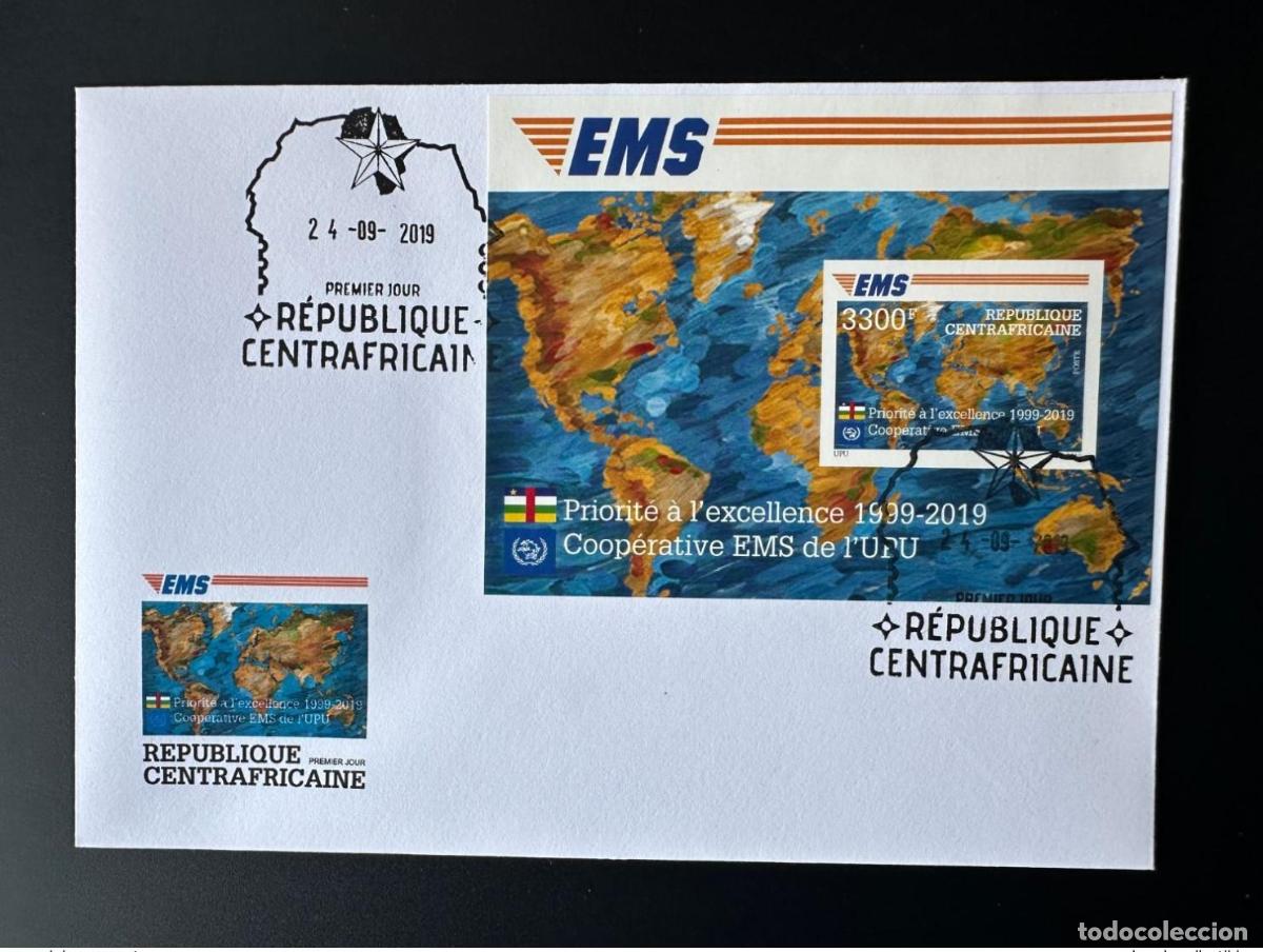 Timbres: Rep&uacute;blica Centroafricana 2019 FDC Mi. Bl. 2000 S/S ND IMPERF EMS 20 a&ntilde;os Edici&oacute;n conjunta