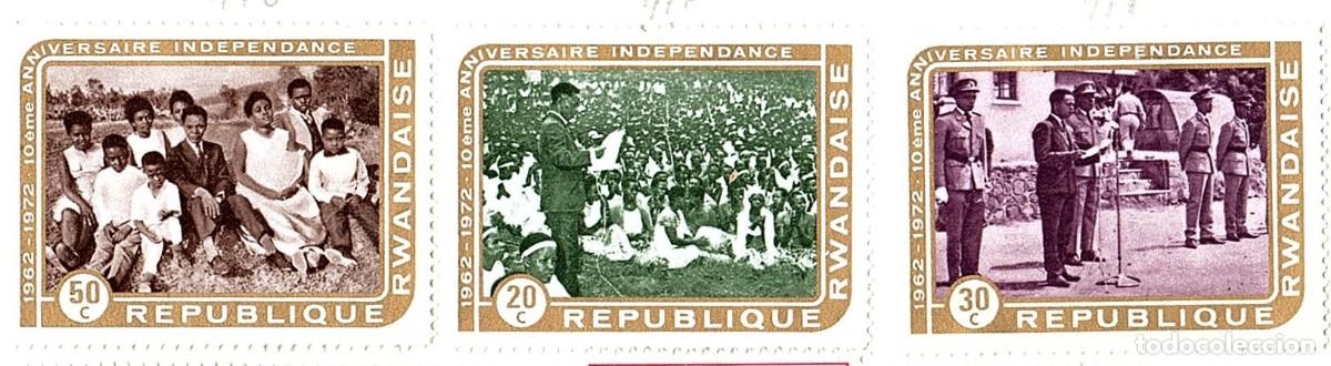Francobolli: Ruanda. 10&ordm; Anv. Independencia 1972. YT-477/479. Nuevos con goma