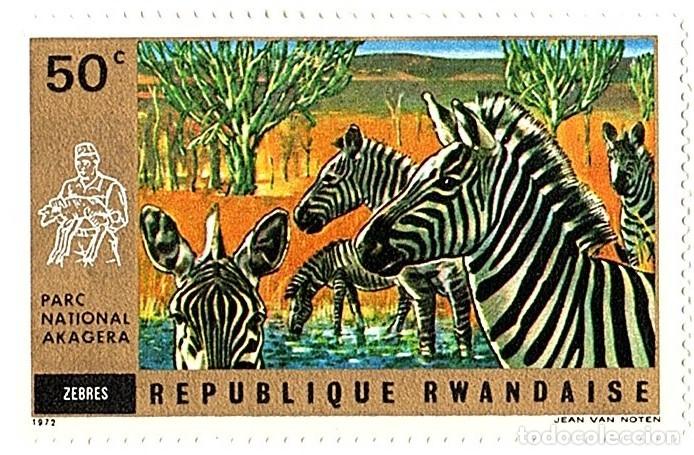 Francobolli: Ruanda. Parque Nacional de Akagera 1972. YT-453. Nuevos con goma