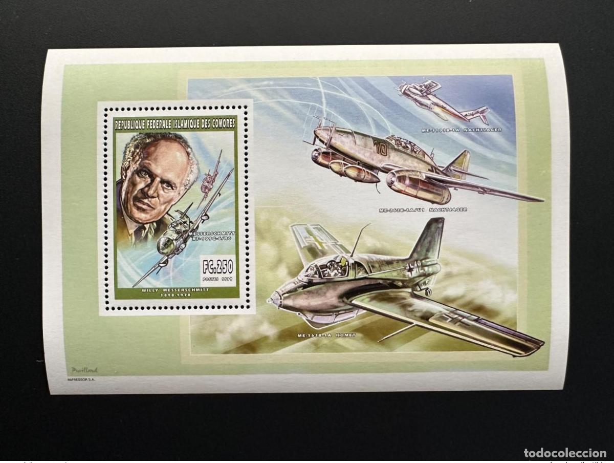 Stamps: Comoras 1999 YT 1115 Luxury Block Willy Messerschmitt Avion Airplane Flugzeug