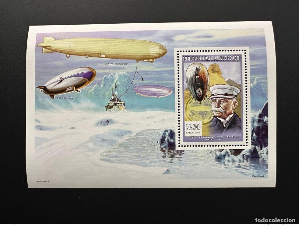 Stamps: Comoras 1999 YT 1118 Lujo Block Count Ferdinand Graf von Zeppelin Sphinx