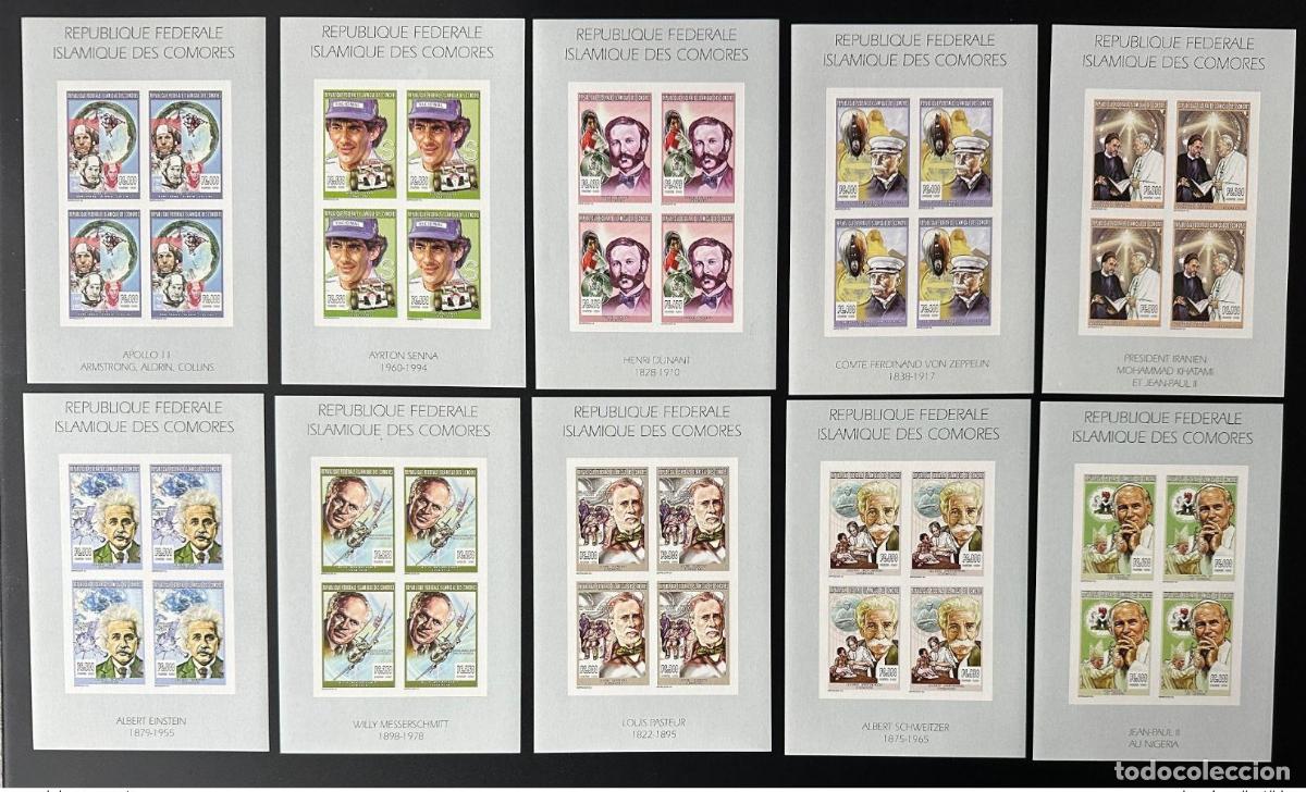Stamps: Comoras 1999 T 1115 - 1124 ND Personalidades Pastor Schweitzer Einstein Dunant