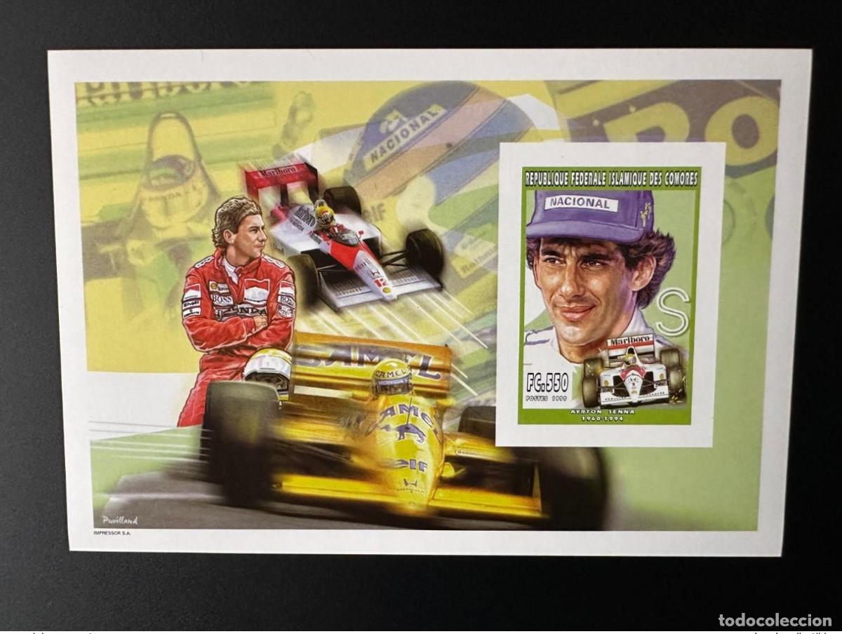 Stamps: Comoras 1999 YT 1121 ND Luxury Block Ayrton Senna Formula 1 Marlboro Camel