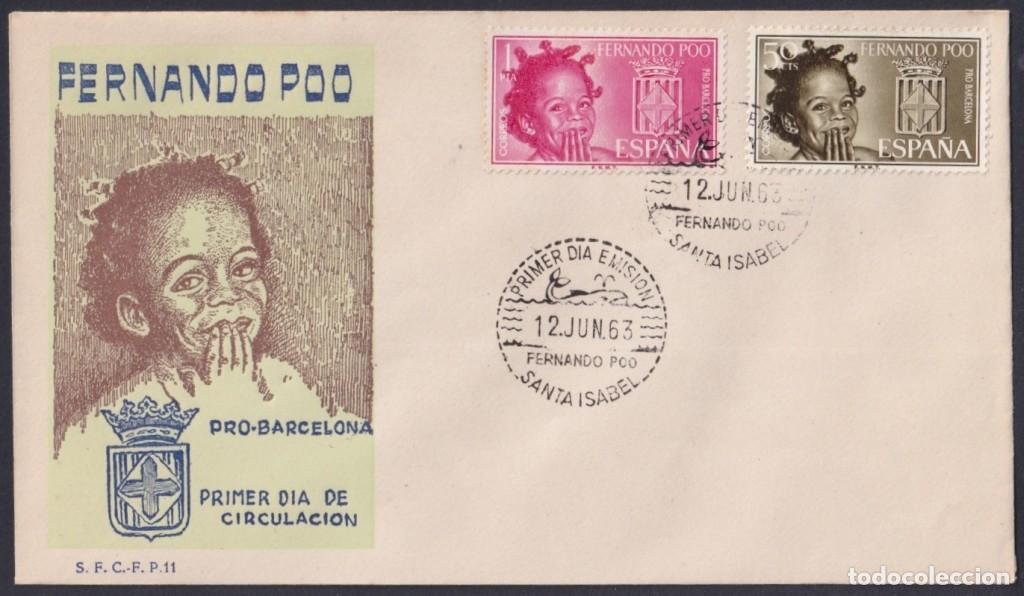 Sellos: F-EX64091 FERNANDO POO 1963 FDC PRO BARCELONA INDIGENOUS CHILDREN.