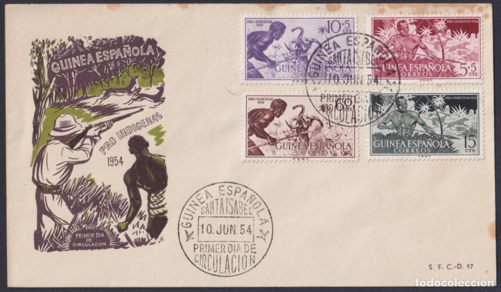 Sellos: F-EX64089 SPANISH GUINEA 1954 FDC PRO INDIGENOUS SHUTTING HUNTTING ELEPHANT.