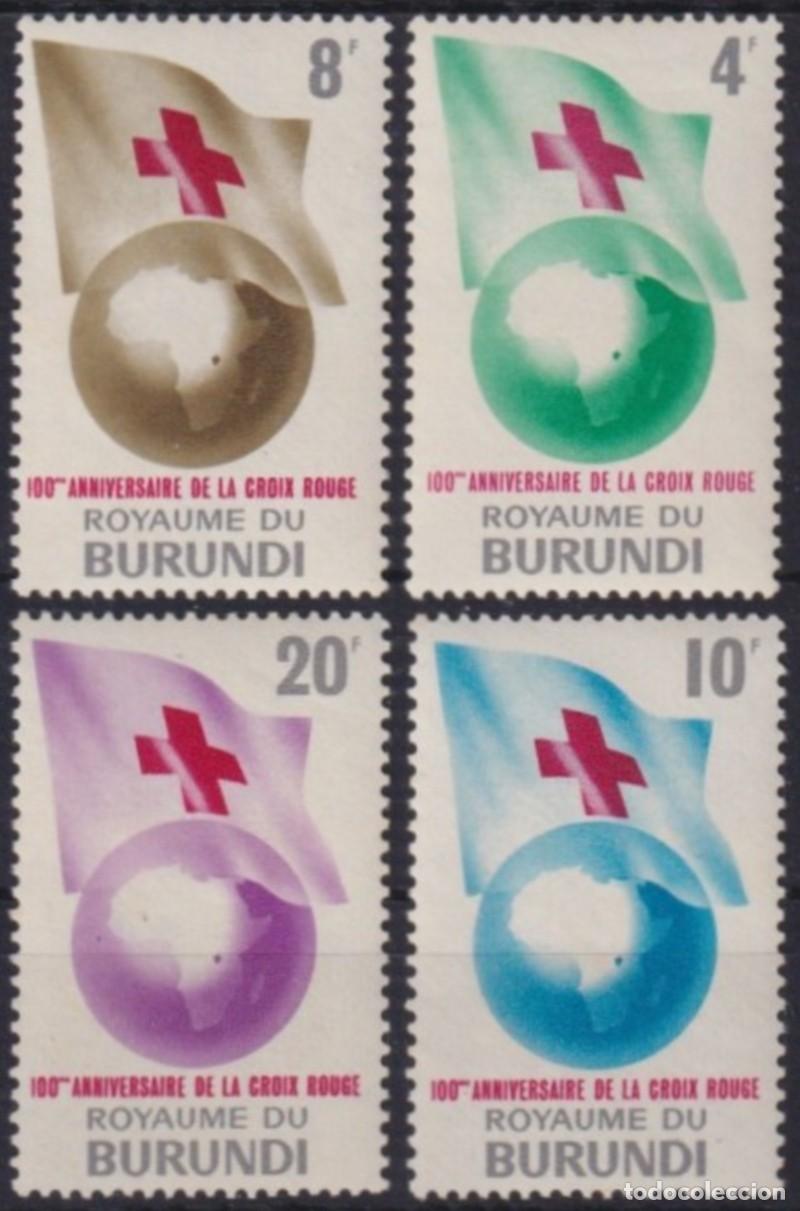 Timbres: F-EX60063 BURUNDI MNH 1963 CENTENARIAL RED CROSS HEALTH FLAG & EARTH PLANET.