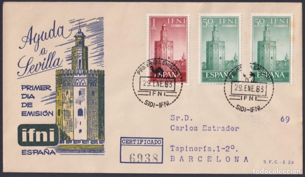 Sellos: F-EX64081 SIDI IFNI MOROCCO 1963 FDC REG PRO - SEVILLA GOLD TOWELL.