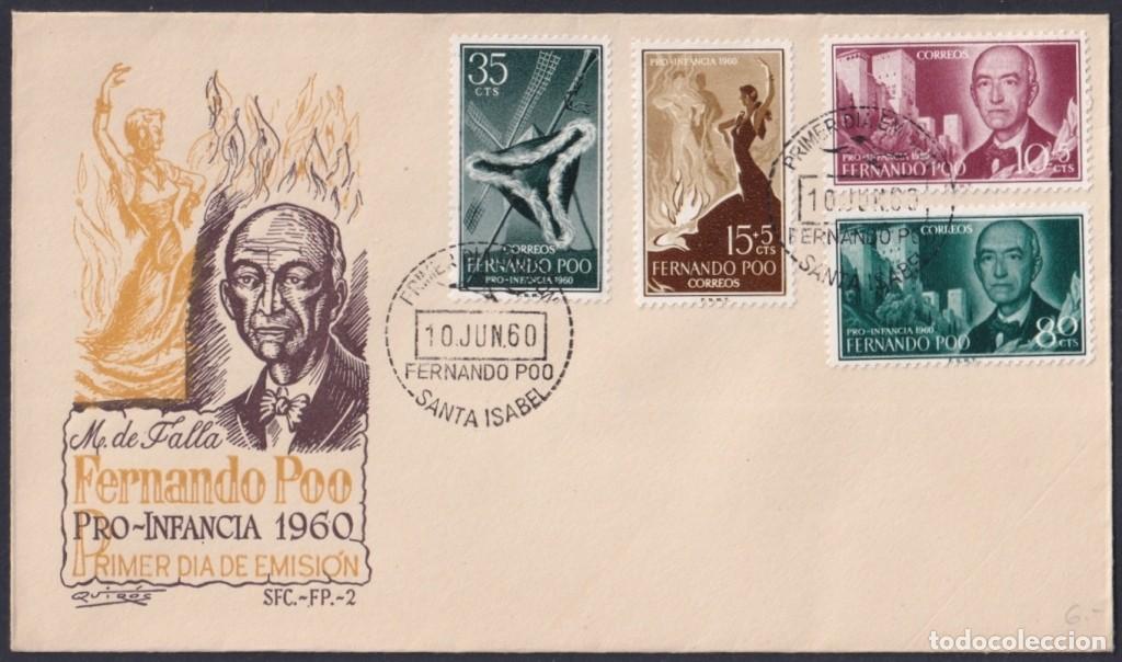 Sellos: F-EX64139 FERNANDO POO 1960 FDC MANUEL DE FALLA MUSIC COMPOSITER.