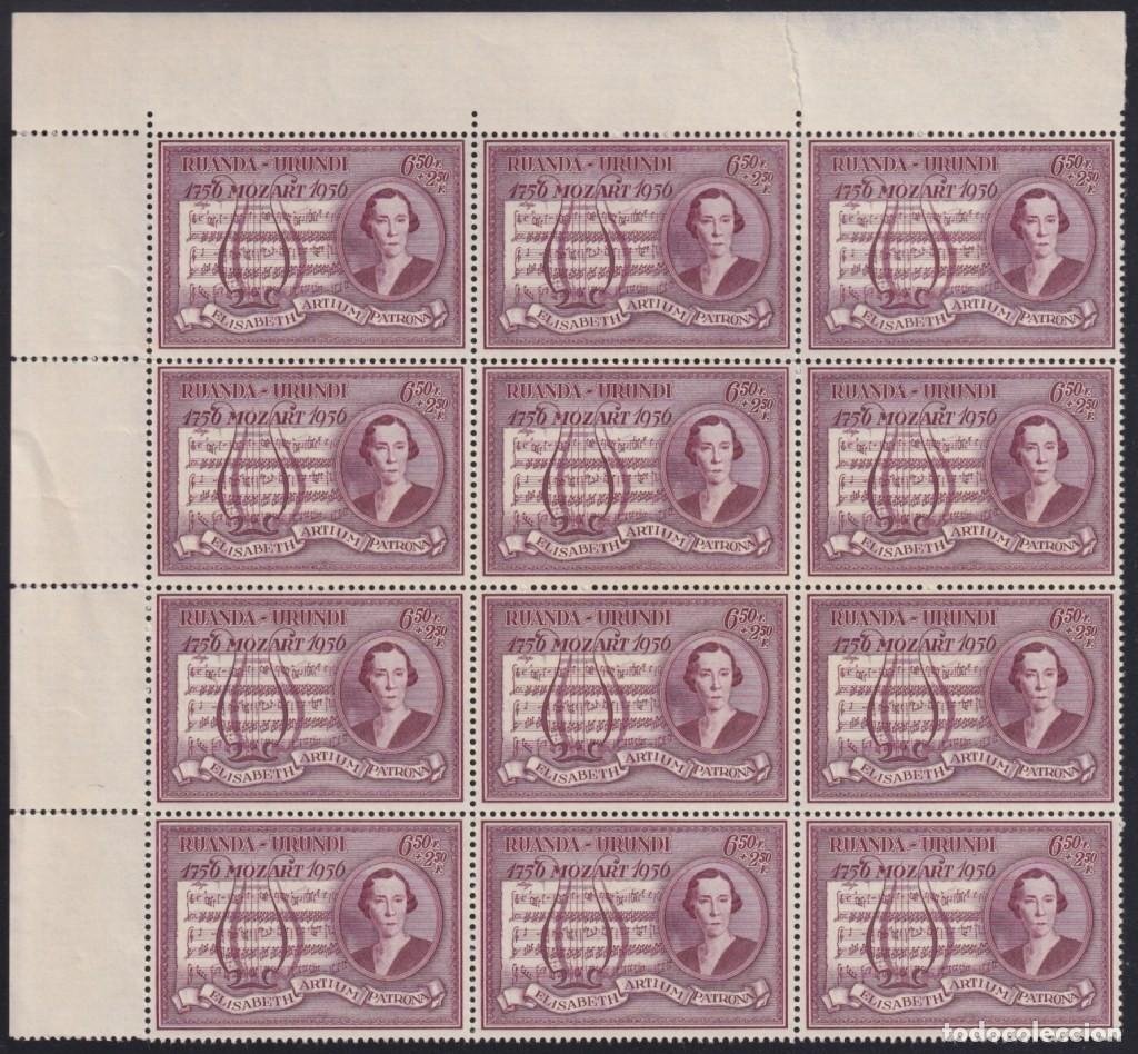 Sellos: F-EX65029 RWANDA URUNDI BELGIUM MH-MNH 1956 6,50fr JUBILEE OF MOZART SHEET.
