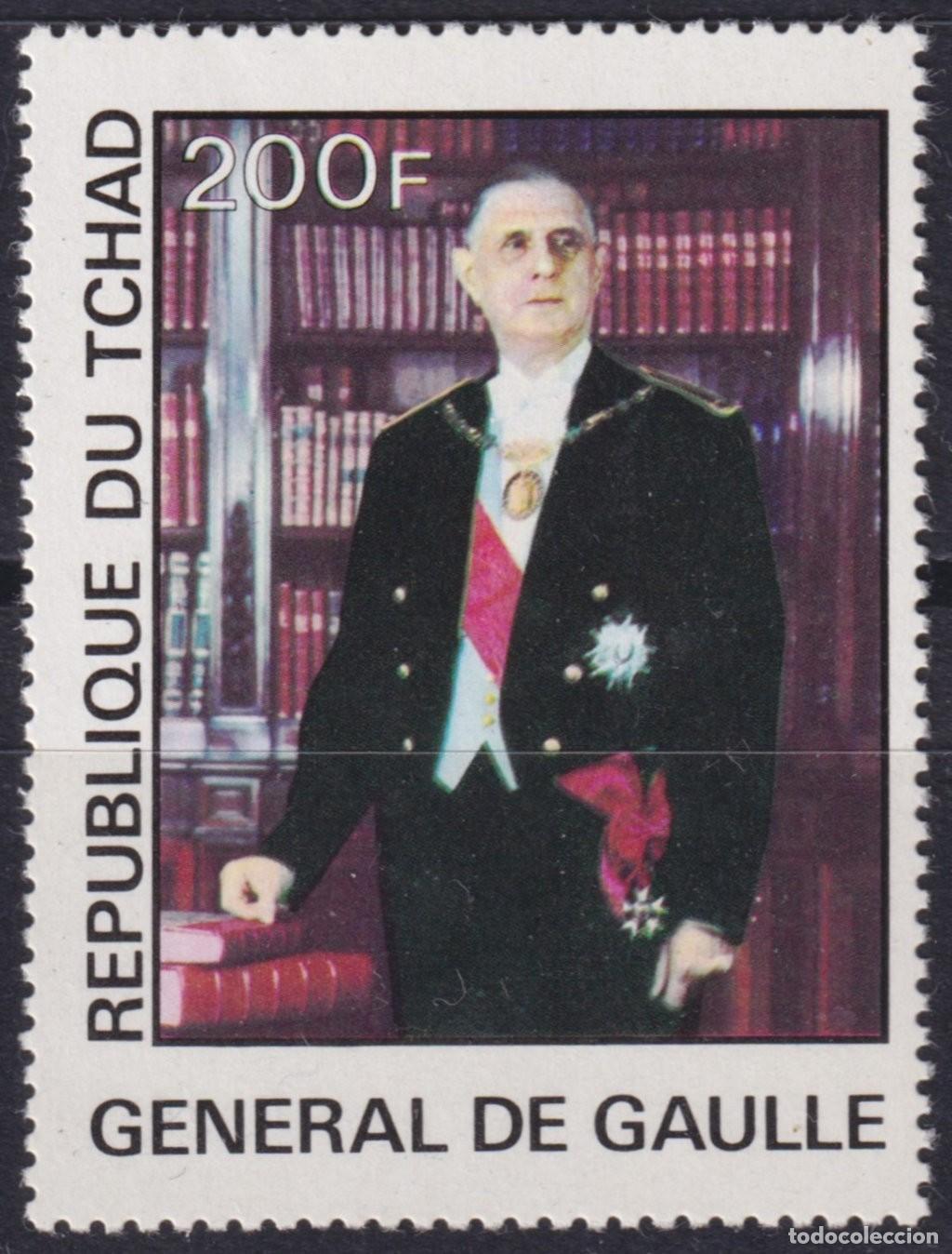 Sellos: F-EX58680 CHAD TCHAD MNH 1977 FAMOUS PEOPLES CHARLES DE GAULLE FRANCE.