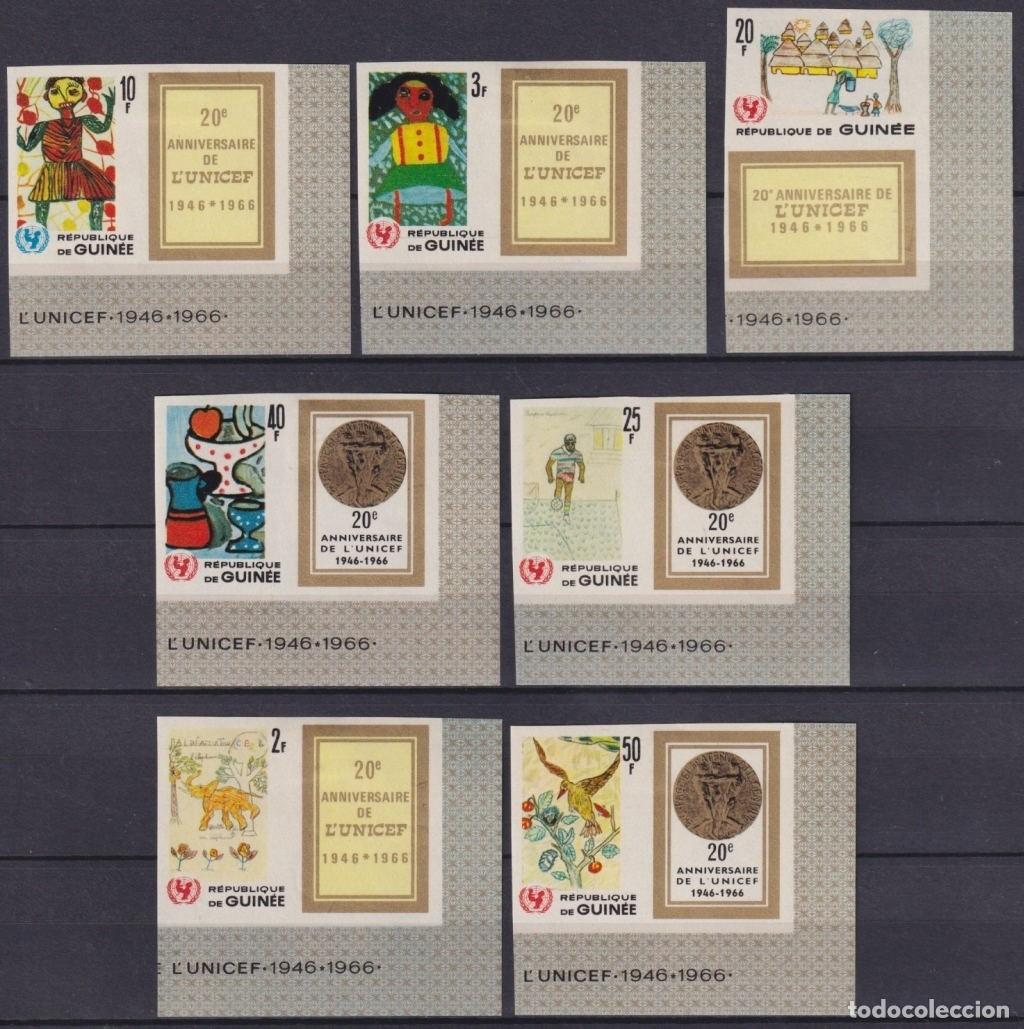 Sellos: F-EX57069 GUINEA MH 1966 20th ANNIV UNICEF CHILDREN DRAWINGS IMPERF + CINDERELLA.