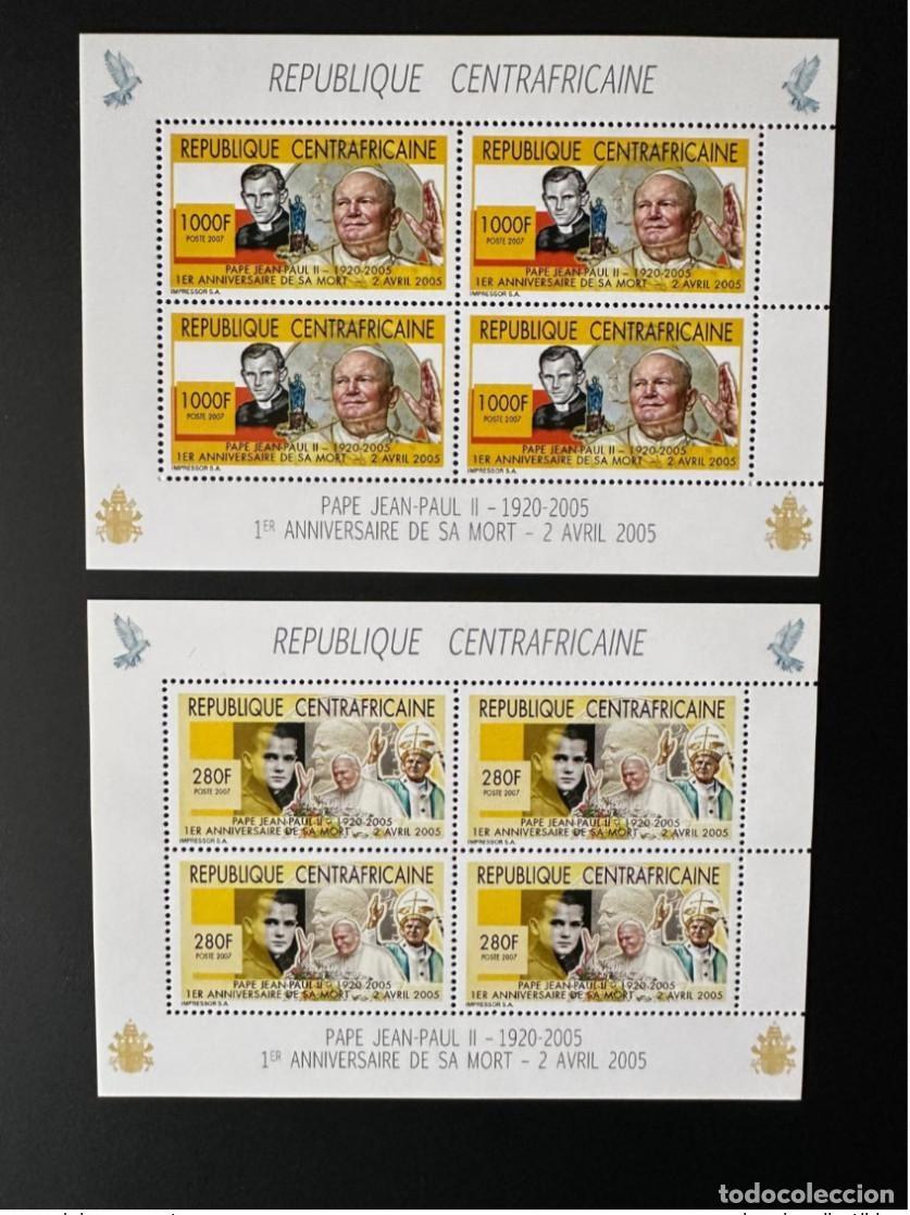 Sellos: Rep&uacute;blica Centroafricana 2007 Mi. 2939 - 2940 Papa Juan Pablo II Dove