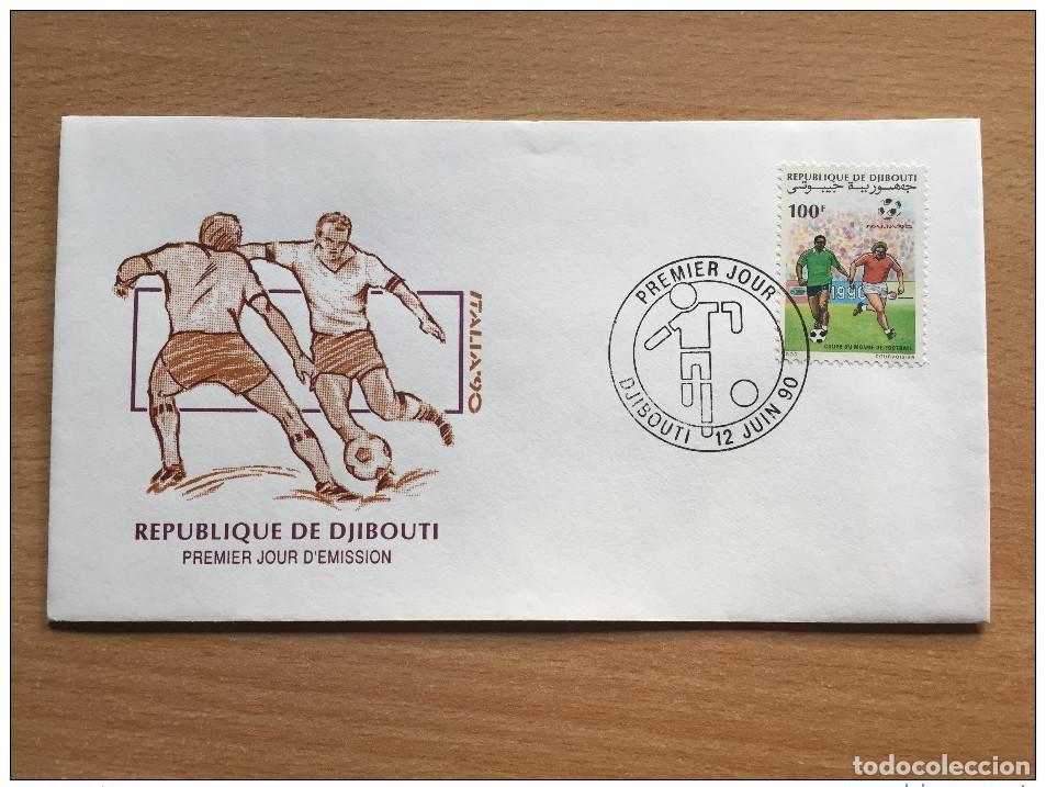 Sellos: Yibuti 1990 Copa Mundial de la FIFA FDC F&uacute;tbol Italia WM Mi. 538