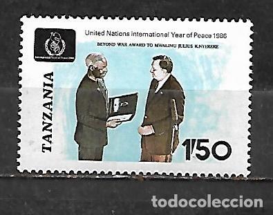 Sellos: 1986: TANZANIA A&ntilde;o internacional de la paz - President M. J. Nyerere (MNH**)