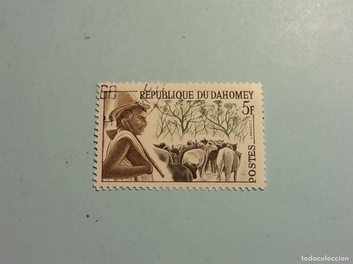 Sellos: BENIN-DAHOMEY 1963 - AGRICULTURA - PASTOR Y REBA&Ntilde;O DE GANADO.