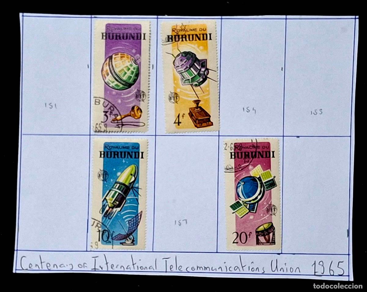 Sellos: 1965, 4 sellos de Burundi - Centenario de la Uni&oacute;n Internacional de Telecomunicaciones UIT
