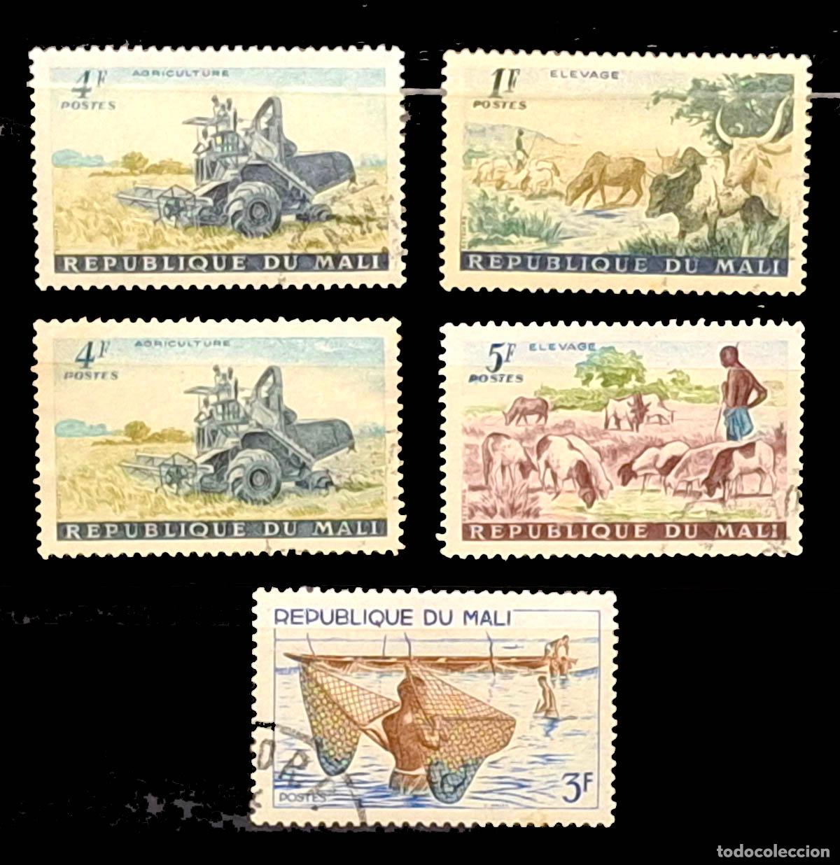 Sellos: 1961, 5 sellos de Mali