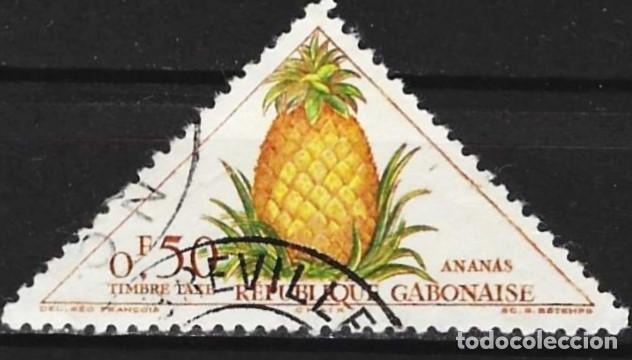 Sellos: Gabon 1962 - Mi D34 - YT T34 - Sello de tasa - Fruta : Pi&ntilde;a