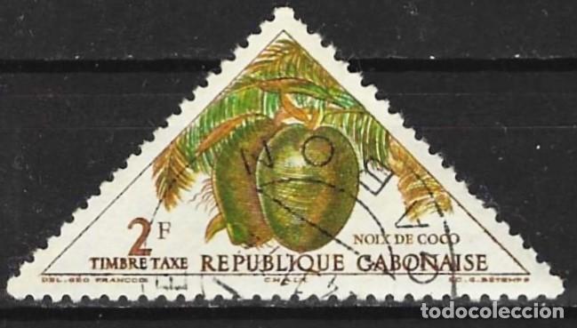 Sellos: Gabon 1962 - Mi D38 - YT T38 - Sello de tasa - Frutas : Cocos
