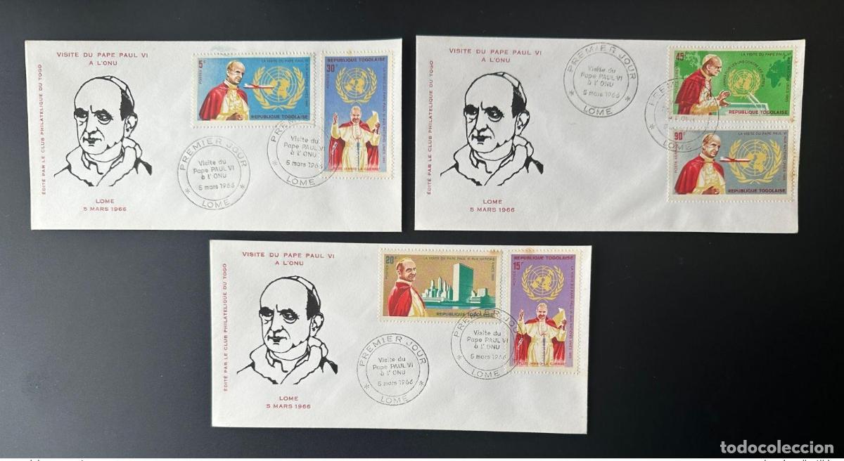 Sellos: Togo 1966 Mi. 494 - 499 FDC Papa Pablo VI ONU Visita Avion