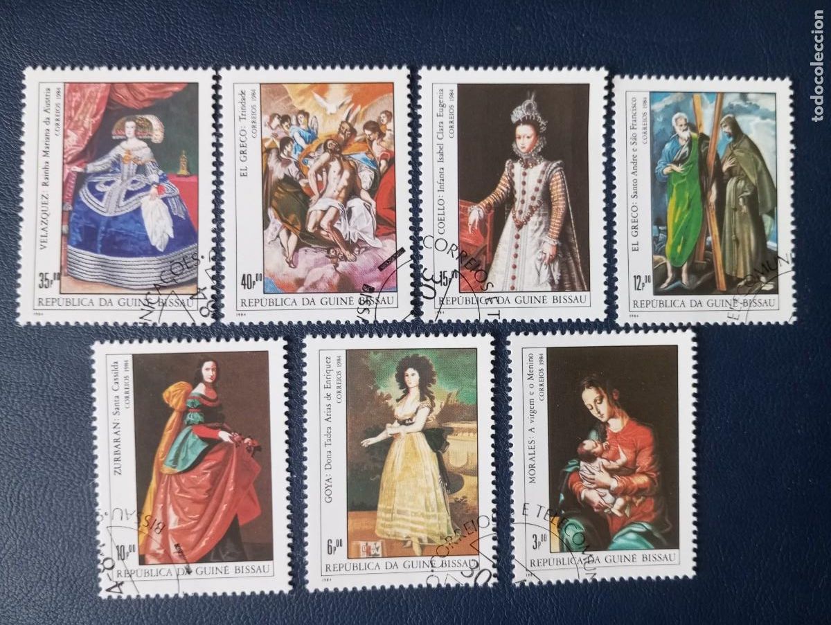Sellos: GUINEA, PINTURAS DE ARTISTAS EUROPEOS, GOYA, VEL&Aacute;ZQUEZ, ZURBAR&Aacute;N EL GRECO
