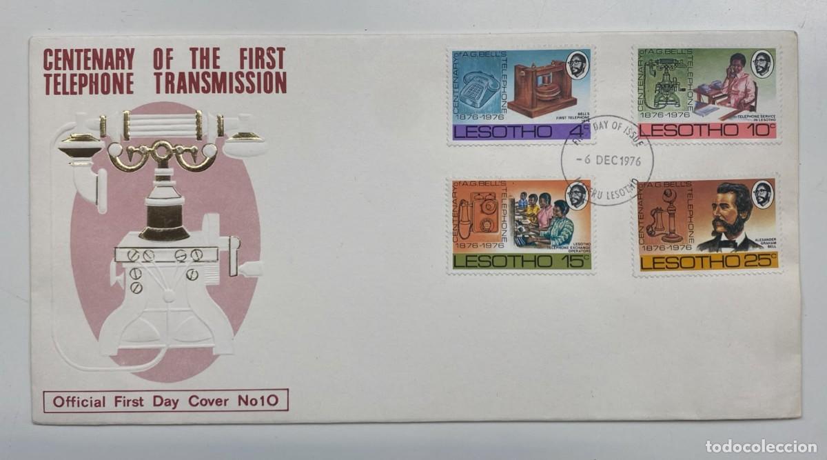 Sellos: TS.)1976, LESOTHO, FIRST DAY COVER, COMMEMORATIVE PRE-PRINTED (CENTENARY OF THE FIRST TELEPHONE TRAN