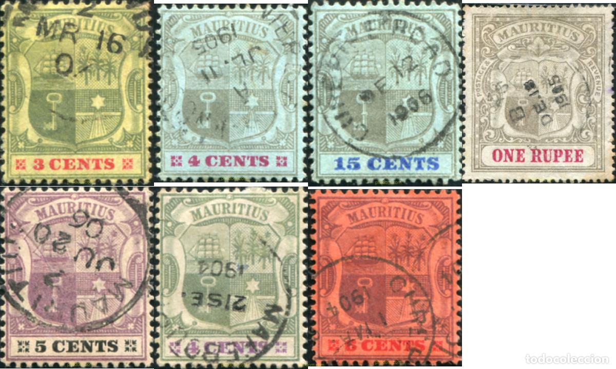 Sellos: 768251 USED MAURICIO 1902 ESCUDOS