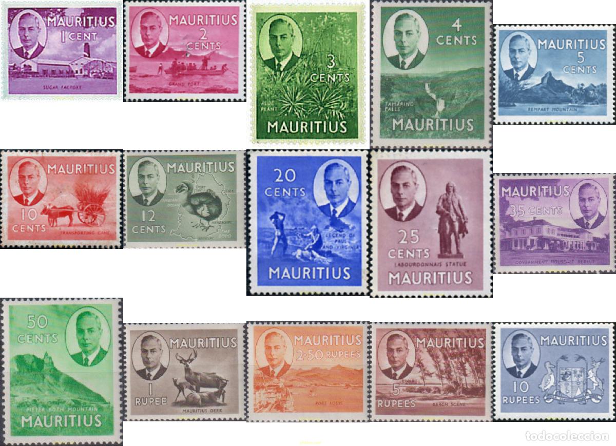 Sellos: 95525 MNH MAURICIO 1950 MOTIVOS VARIOS. REY JORGE VI