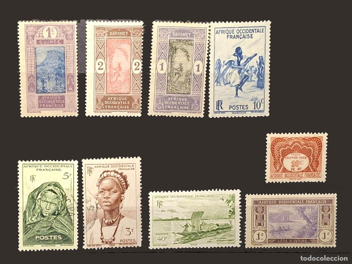 Briefmarken: 9 sellos de Africa Occidental Francesa