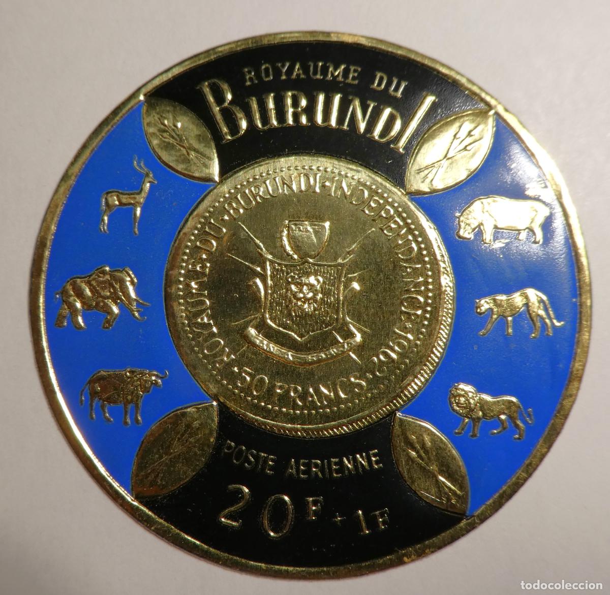Sellos: Sello de BURUNDI SELLO Repujado con L&aacute;mina Dorada INDEPENDENCIA 1962 50 Francos
