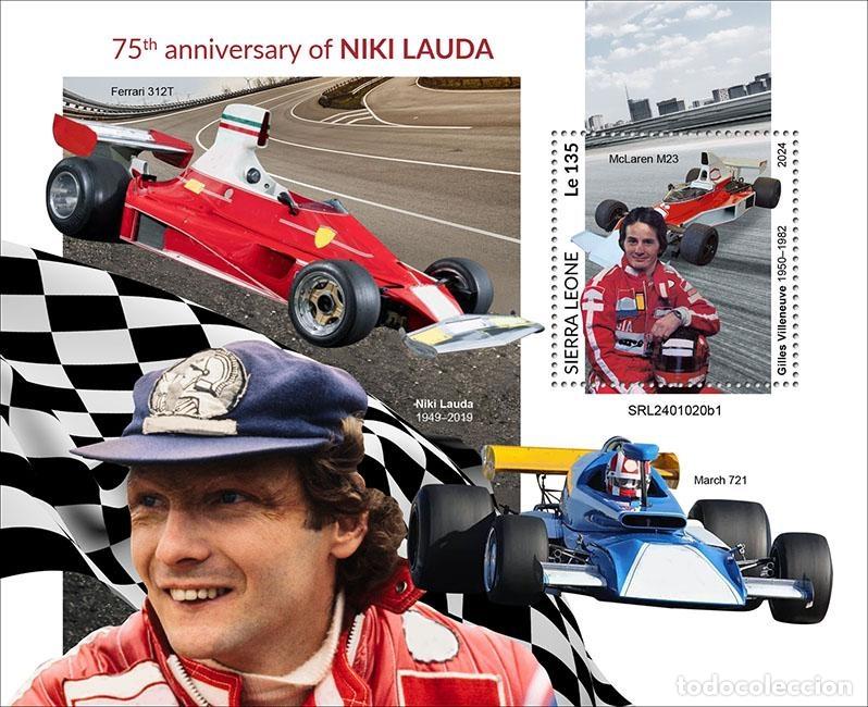 Sellos: Sierra Leona 2024 Mi. Bl. 3186 bloc Niki Lauda F&oacute;rmula 1 Ferrari