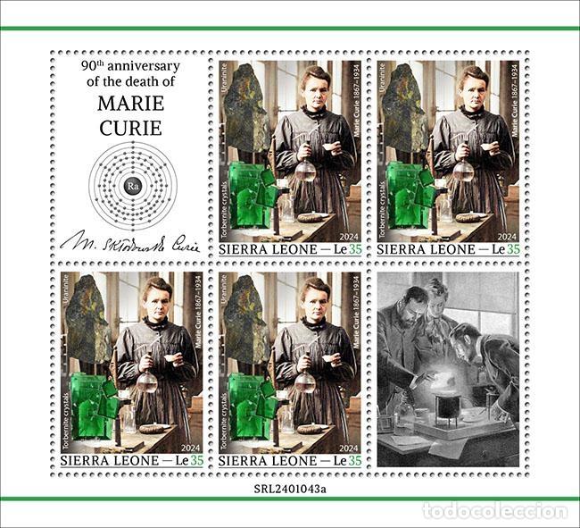 Stamps: Sierra Leona 2024 Mi. 18693 hoja Marie Curie Nobel qu&iacute;mica